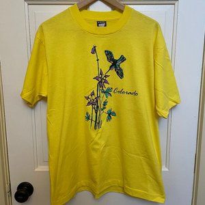 80s/90s Vintage Yellow Colorado Tee 50/50 SCREEN STARS BEST XL Single Stitch